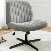 Dumos Cross Legged Office Chair Armless Wide Desk Chair No Wheels Modern Home Office Desk Chair Swivel Adjustable Fabric Vanit