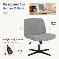 Dumos Cross Legged Office Chair Armless Wide Desk Chair No Wheels Modern Home Office Desk Chair Swivel Adjustable Fabric Vanit