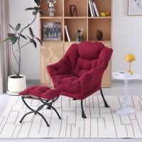 Welnow Lazy Chair With Ottoman Modern Lounge Accent Chair With Armrests And A Side Pocket Leisure Upholstered Sofa Chair Set