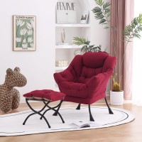 Welnow Lazy Chair With Ottoman Modern Lounge Accent Chair With Armrests And A Side Pocket Leisure Upholstered Sofa Chair Set