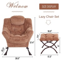 Welnow Lazy Chair With Ottoman Modern Lounge Accent Chair With Armrests And A Side Pocket Leisure Sofa Chair Reading Chair Wi