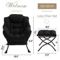 Welnow Lazy Chair With Ottoman Modern Lounge Accent Chair With Armrests And A Side Pocket Leisure Sofa Chair Reading Chair Wi