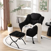 Welnow Lazy Chair With Ottoman Modern Lounge Accent Chair With Armrests And A Side Pocket Leisure Sofa Chair Reading Chair Wi