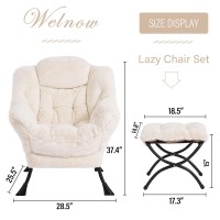 Welnow Lazy Chair With Ottoman Modern Lounge Accent Chair With Armrests And A Side Pocket Leisure Sofa Chair Reading Chair Wi