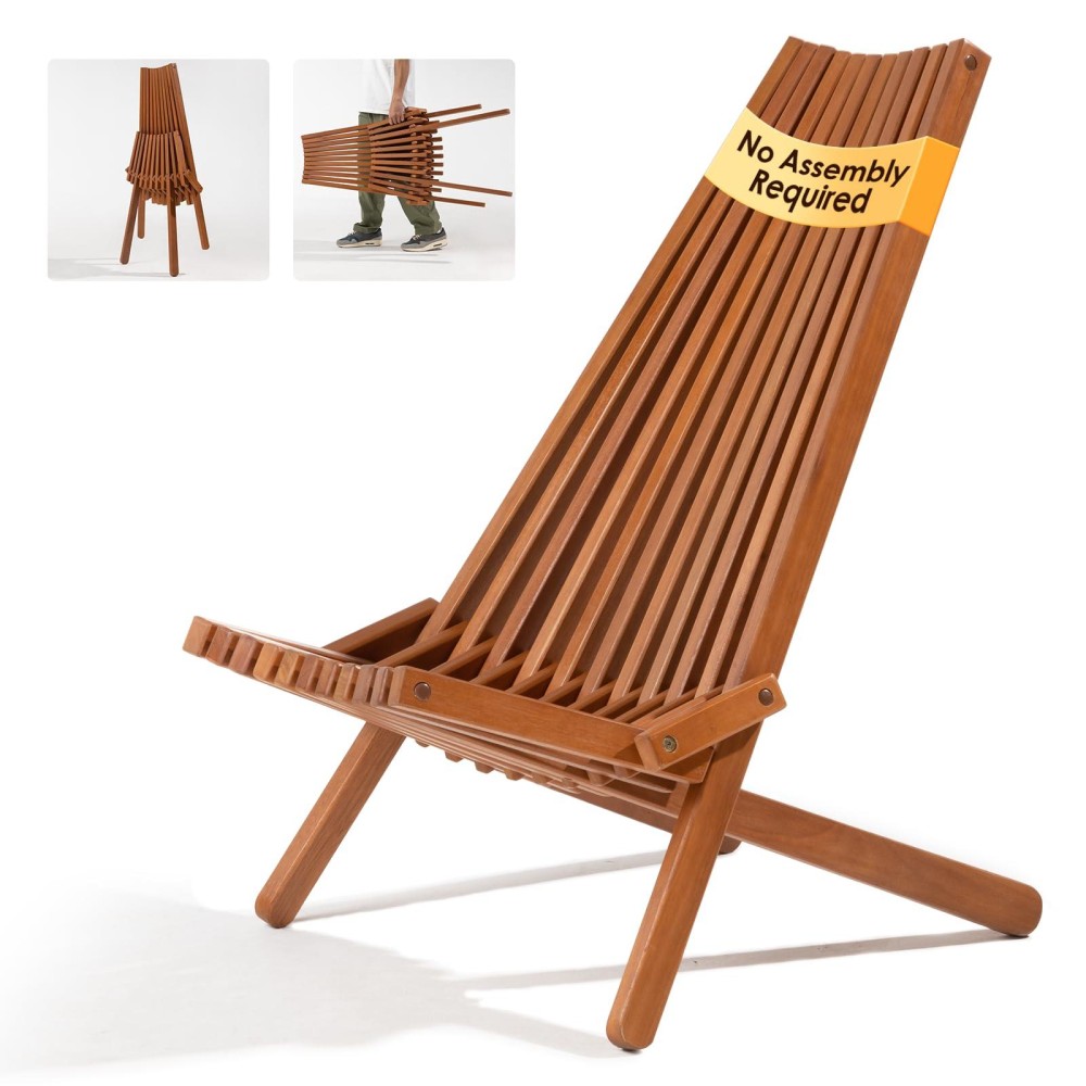 Idzo Elina Fsc Eucalyptus Tamarack Chair 300Lbs Capacity Modern Adirondack Style Wooden Folding Seat For Fire Pit Outdoor I