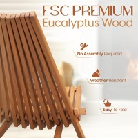 Idzo Elina Fsc Eucalyptus Tamarack Chair 300Lbs Capacity Modern Adirondack Style Wooden Folding Seat For Fire Pit Outdoor I