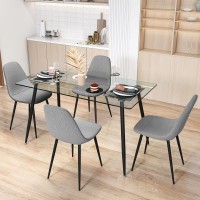 Tangkula Glass Dining Table Set For 4, Modern Tempered Glass Kitchen Table And Chairs, Glass Dining Room Table Set For Small Living Room, Kitchen