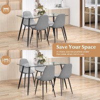 Tangkula Glass Dining Table Set For 4, Modern Tempered Glass Kitchen Table And Chairs, Glass Dining Room Table Set For Small Living Room, Kitchen