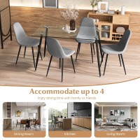 Tangkula Glass Dining Table Set For 4, Modern Tempered Glass Kitchen Table And Chairs, Glass Dining Room Table Set For Small Living Room, Kitchen