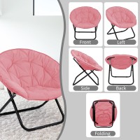 Folding Faux Fur Saucer Chair Portable Folding Soft Moon Chair For Bedroom Dorm Rooms Apartments Lounging Garden And Courtya