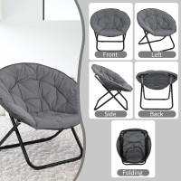 Folding Faux Fur Saucer Chair Portable Folding Soft Moon Chair For Bedroom Dorm Rooms Apartments Lounging Garden And Courtya