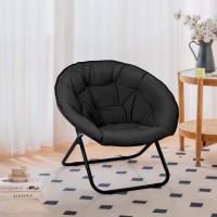 Folding Faux Fur Saucer Chair Portable Folding Soft Moon Chair For Bedroom Dorm Rooms Apartments Lounging Garden And Courtya