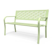 Vingli 50 Outdoor Bench Metal With Floral Back Garden Bench Front Porch Bench For Yard Patio Entryway Park Outside 800Lb Cap