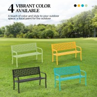 Vingli 50 Outdoor Bench Metal With Floral Back Garden Bench Front Porch Bench For Yard Patio Entryway Park Outside 800Lb Cap