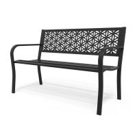 Vingli 50 Outdoor Bench Metal With Floral Back Garden Bench Front Porch Bench For Yard Patio Entryway Park Outside 800Lb Cap