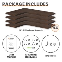 Upsimples Corner Floating Shelves Set Of 4 Wood Corner Shelf For Wall Decor Storage Rustic Wall Mounted Storage Shelves For Li