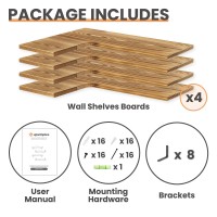 Upsimples Corner Floating Shelves Set Of 4 Wood Corner Shelf For Wall Decor Storage Rustic Wall Mounted Storage Shelves For Li