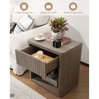 Sicotas Night Stand Set Of 2 Nightstands With Drawer Storage Bed Side Table End Table Large Modern Wood Wide Bedside Stand Mid C