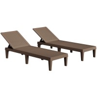 Greesum Outdoor Chaise Lounge Chairs Set Of 2 With Adjustable Backrest Waterproof Pe Easy Assembly Lightweight For Patio Pool