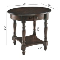MODERION Oval End Table with Drawer, Solid Wood Sofa Side Table with Storage Shelf, Traditional Living Room Corner Table, Nightstand, Easy Assembly 28??x 22??x 24??Retro Walnut CJZ2233DC