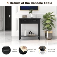 Goflame Console Table With Storage, Wooden Small Entryway Table With 2 Drawers, Open Storage Shelf, Rubber Wood Legs, Modern Entry Table, Narrow Sofa Table For Living Room, Hallway, Entrance (Black)