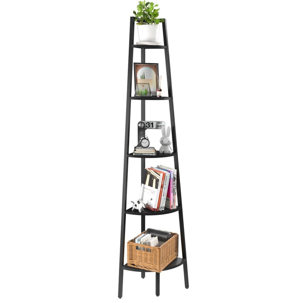 Yoobure Corner Shelf 5Tier Corner Bookshelf With Metal Frame Ladder Corner Shelves Display Shelf For Bedroom Living Room Tal