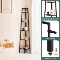 Yoobure Corner Shelf 5Tier Corner Bookshelf With Metal Frame Ladder Corner Shelves Display Shelf For Bedroom Living Room Tal