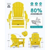 Serwall Foldable Adirondack Chair Set Of 4 For Patio Garden Outdoors Fire Pitlemon