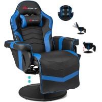 Powerstone Gaming Recliner, Adjustable Massage Gaming Chair With Cup Holder Footrest Ergonomic Single Sofa Living Room Home Theater Seating With Side Pouch (Blue)