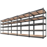 Reibii 72 H Garage Shelving Heavy Duty Storage Shelves 2000Lbs Adjustable 5 Tier Metal Storage Shelving For Garage Storage She