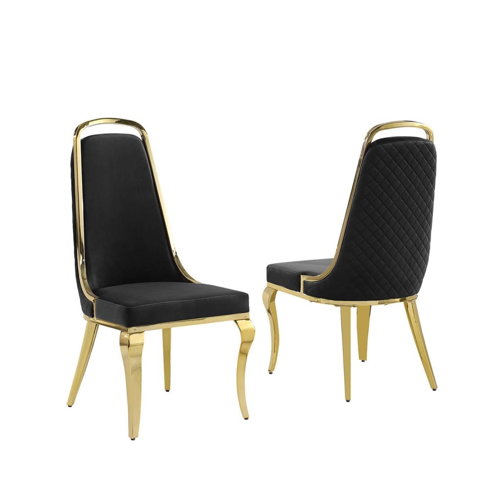 Best Quality Furniture Sc310-317 Dining Chairs, Black/Gold