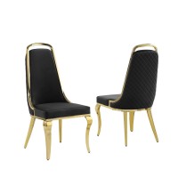 Best Quality Furniture Sc310-317 Dining Chairs, Black/Gold