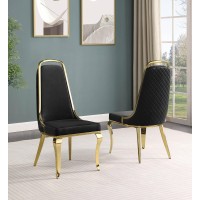 Best Quality Furniture Sc310-317 Dining Chairs, Black/Gold