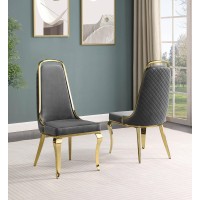 Best Quality Furniture Sc310-317 Dining Chairs, Dark Gray/Gold