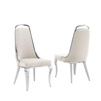 Best Quality Furniture Sc310-317 Dining Chairs, Cream/Silver
