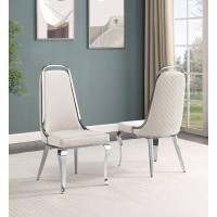 Best Quality Furniture Sc310-317 Dining Chairs, Cream/Silver