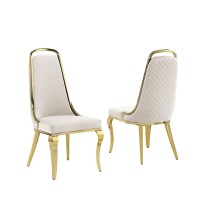 Best Quality Furniture Sc310-317 Dining Chairs, Cream/Gold