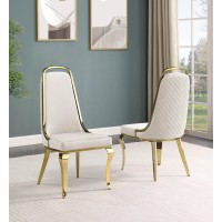 Best Quality Furniture Sc310-317 Dining Chairs, Cream/Gold