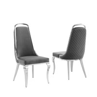 Best Quality Furniture Sc310-317 Dining Chairs, Dark Gray/Silver