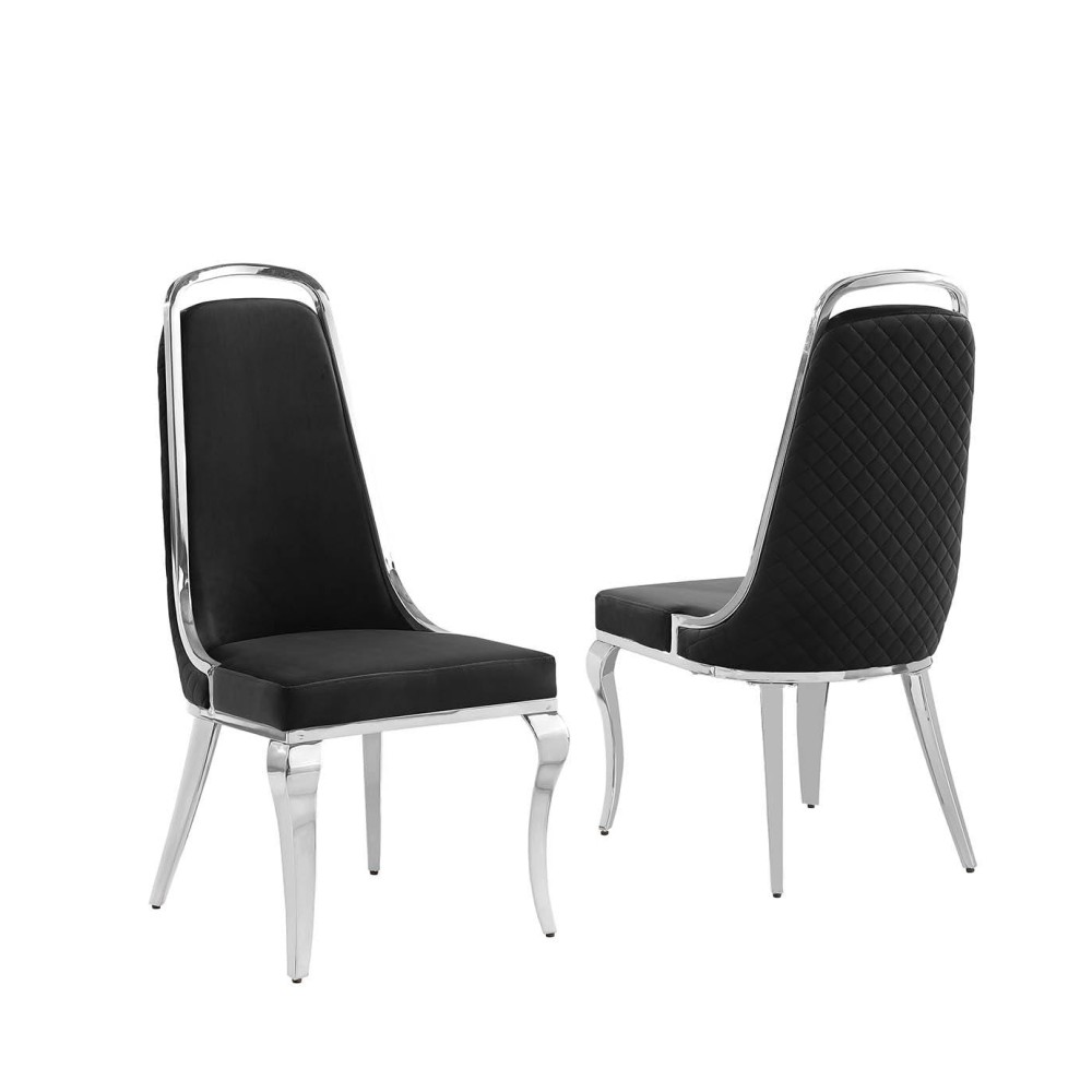 Best Quality Furniture Sc310-317 Dining Chairs, Black/Silver