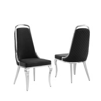 Best Quality Furniture Sc310-317 Dining Chairs, Black/Silver