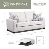 American Furniture Classics Relay Mist Sleeper With Two Throw Pillows Sofas, Soft Washed Cream Tweed