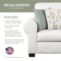 American Furniture Classics Beaujardin 4-Piece Set With Sleeper Sofas, Soft Washed Cream Tweed