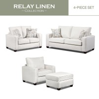 American Furniture Classics Relay Linen 4-Piece Set Sofas, Soft Washed Cream Tweed