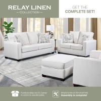 American Furniture Classics Relay Linen 4-Piece Set With Sleeper Sofas, Soft Washed Cream Tweed