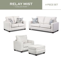 American Furniture Classics Relay Mist 4-Piece Set With Sleeper Sofas, Soft Washed Cream Tweed
