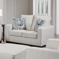 American Furniture Classics Relay Mist Loveseat With Two Throw Pillows Sofas, Soft Washed Cream Tweed