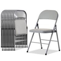 Karl Home 10 Pack Grey Folding Chairs With Padded Seats For Outdoor Indoor Portable Stackable Commercial Seat With Steel Fram