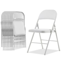 Karl Home 10 Pack White Folding Chairs With Padded Seats For Outdoor Indoor Portable Stackable Commercial Seat With Steel Fra