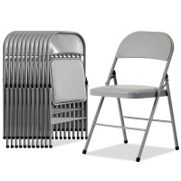 Karl Home 12 Pack Grey Folding Chairs With Padded Seats For Outdoor Indoor Portable Stackable Commercial Seat With Steel Fram